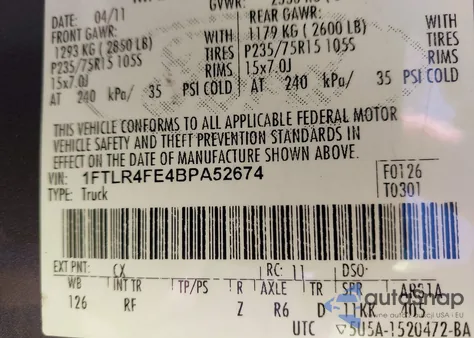 2011 Ford Ranger Xlt z USA, uszkodzony, nr VIN 1FTLR4FE4BPA52674